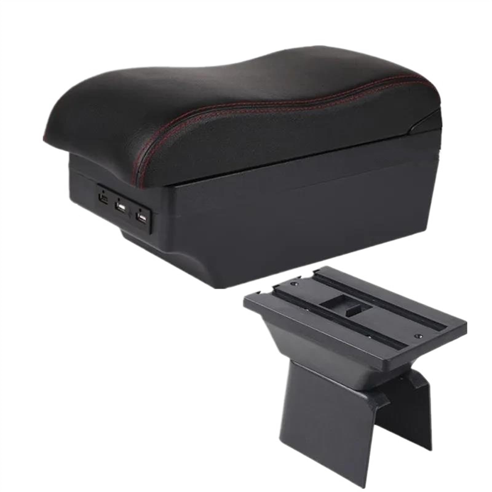DYDGUTUFB For Ford For Fusion 2002-2012 For Ford For Fiesta Mk5 2002-2008 Car Armrest Box Center Storage Box With USB (C1 red line 7USB)