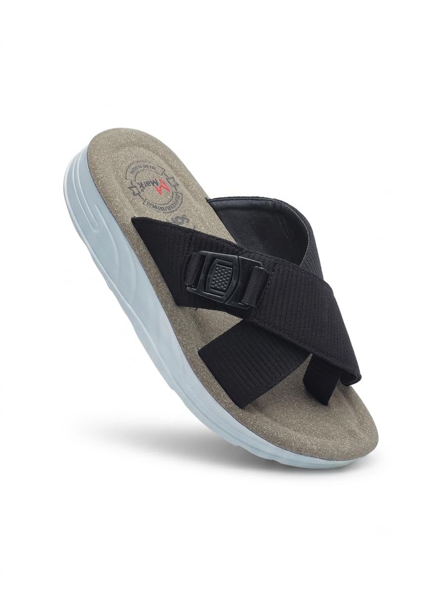 mark men's orthopedic soft cushion arch support cross belt chappals