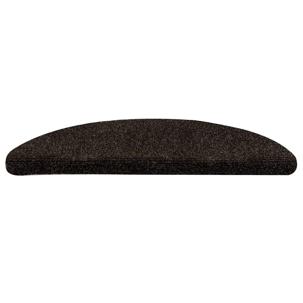 Alfombrillas autoadhesivas para escalones, color marrón oscuro, semicirculares, 56 x 17 x 3 cm, 15 unidades, antideslizantes, para interiores, escaleras, escaleras, escaleras, escaleras