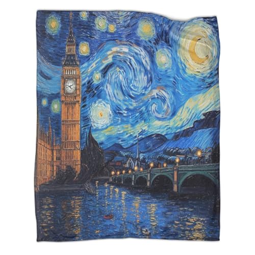 VFKLZCNYR London Tower Bridge Couverture Polaire Adulte, Moelleuse Canape Polaire en Microfibre pour Canapé Et Lit, Plaid Couverture Lit 2 Personnes en...