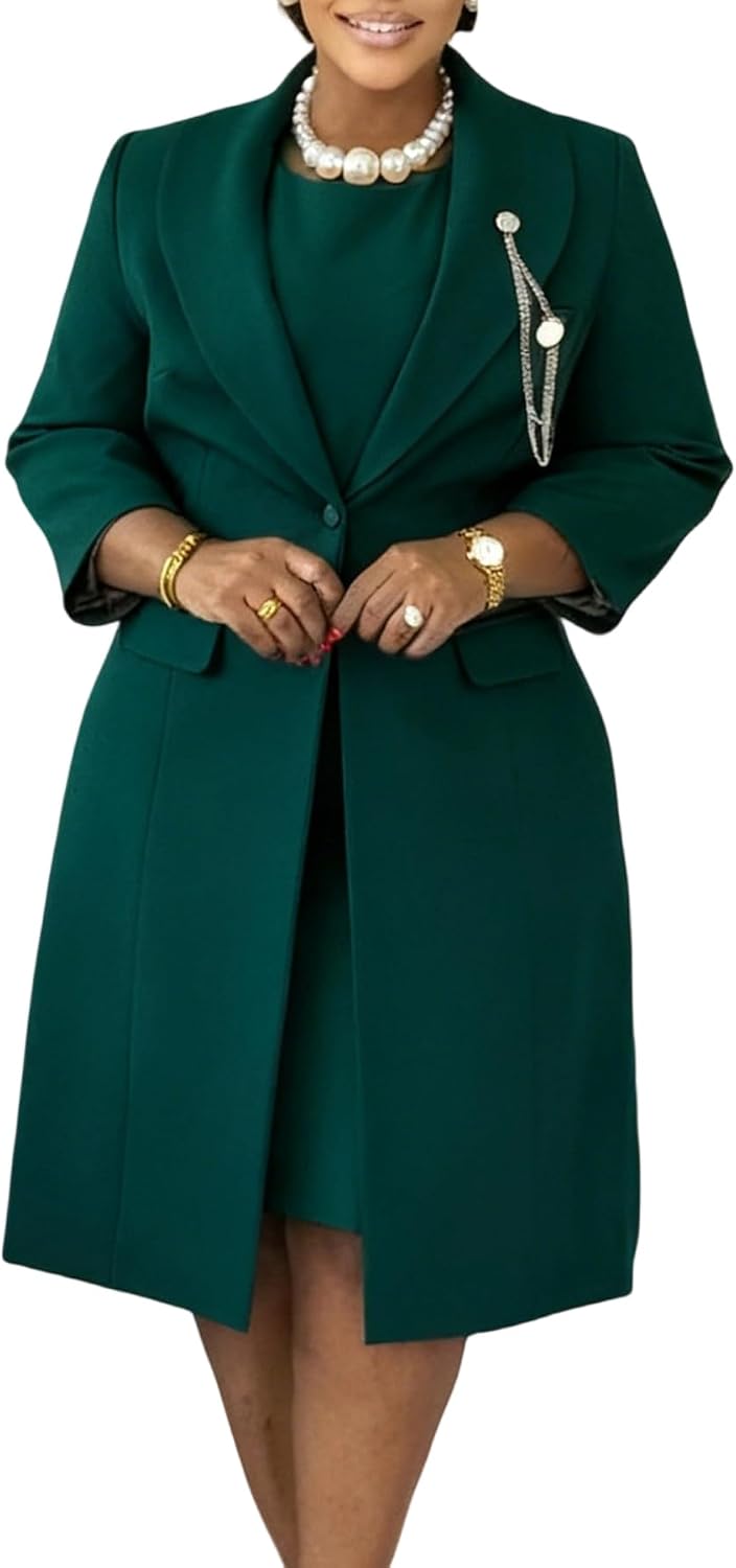Tcremisa Women Suits 2 Piece Set Business Casual Long Sleeve Blazer and Tank Dress Suit Elegant Dressy Work Office Outfits
