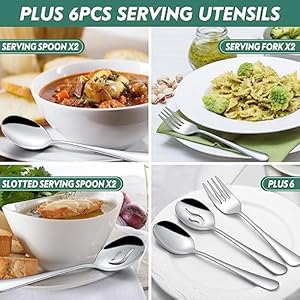66piecessilverwareflatwaresetwithservingutensilsstainlesssteelsquarecutlerysetfor12tablewarecutlerysetincludeknifeforkspoonsetmirrorpolisheddishwashersafe Urban Country Home Decor 66 pieces silverware flatware set with serving utensils stainless steel square cutlery set for 12 tableware cutlery set include knife fork spoon set mirror polished dishwasher safe urban country home decor