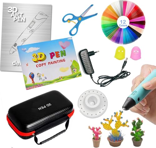 3D PEN.Filamentos PLA para Bolígrafo 3D Niños – Pack de Repuesto 12 Colores (2 Fluorescentes) – Compatibles con Lápiz 3D/Bolígrafo 3D – Material PLA Seguro para Manualidades y Dibujos 3D