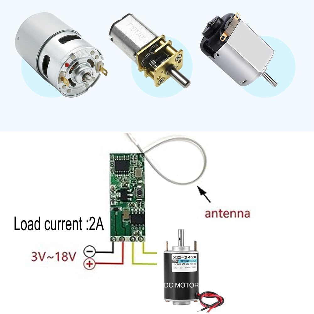 QIACHIP Interruttore di Telecomando del Motore CC senza fili Controller Ricevitore Relè DC 5V 12V con Trasmettitori, Motore di Controllo Radio avanti e indietro