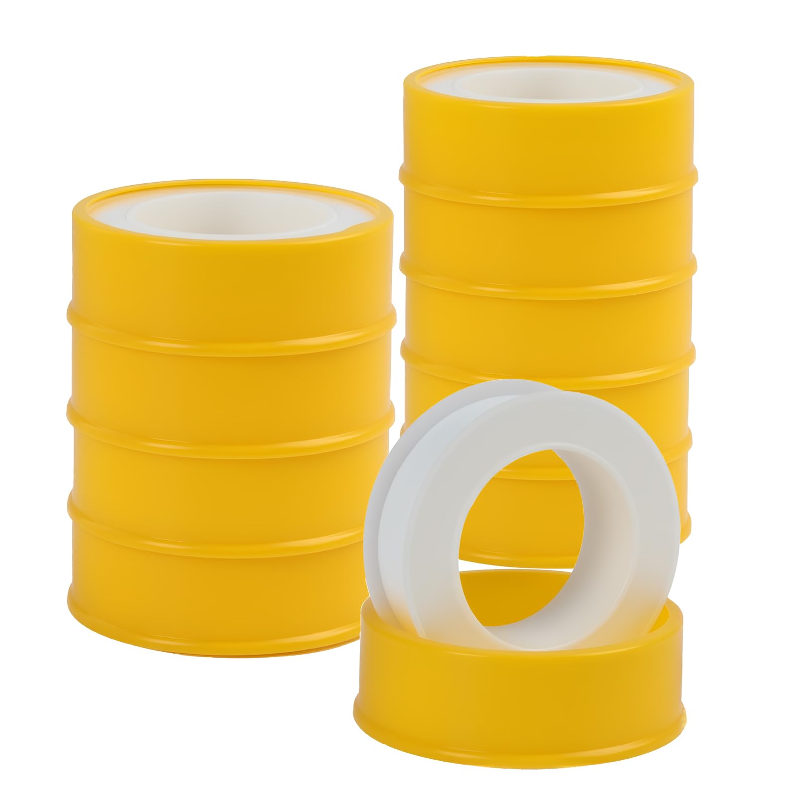 Smomend 10 stuks Teflon tape DVGW voor gas en water, PTFE afdichtingstape, 12 mm, 12 m, teflonband, schroefdraadafdichtband voor sanitair en verwarmingssystemen, schroefdraadafdichtdraad, wit met