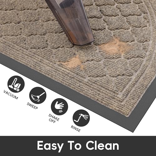 Homaxy Half Moon Door Mats Indoor, Non Slip Rubber Door Matts, Dirt Trapper Absorbent Doormat Outdoor - Image 4