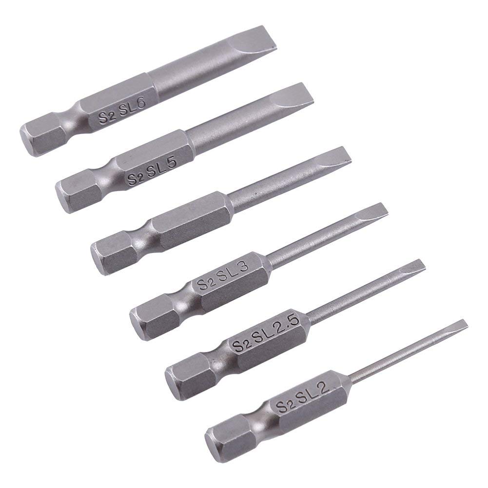 6 Pz 50mm Punte per Cacciavite con Intaglio Codolo Esagonale S2 Lega Testa Piatta Punta Magnetica