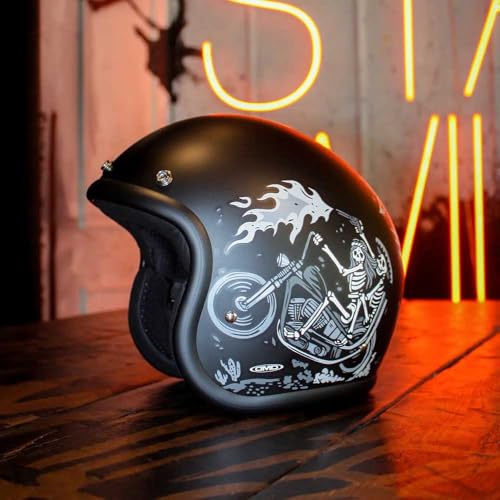 Casco retro DMD open face negro mate jet para moto custom vintage homologado ECE 22.06 4