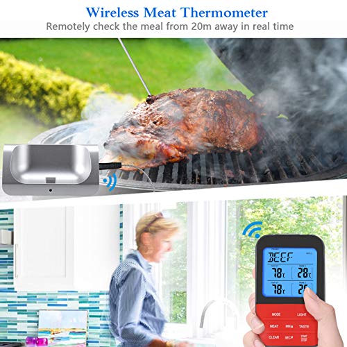 Termômetro de carne sem fio remoto para cozinhar churrasqueira termômetro Função de alarme retroilum