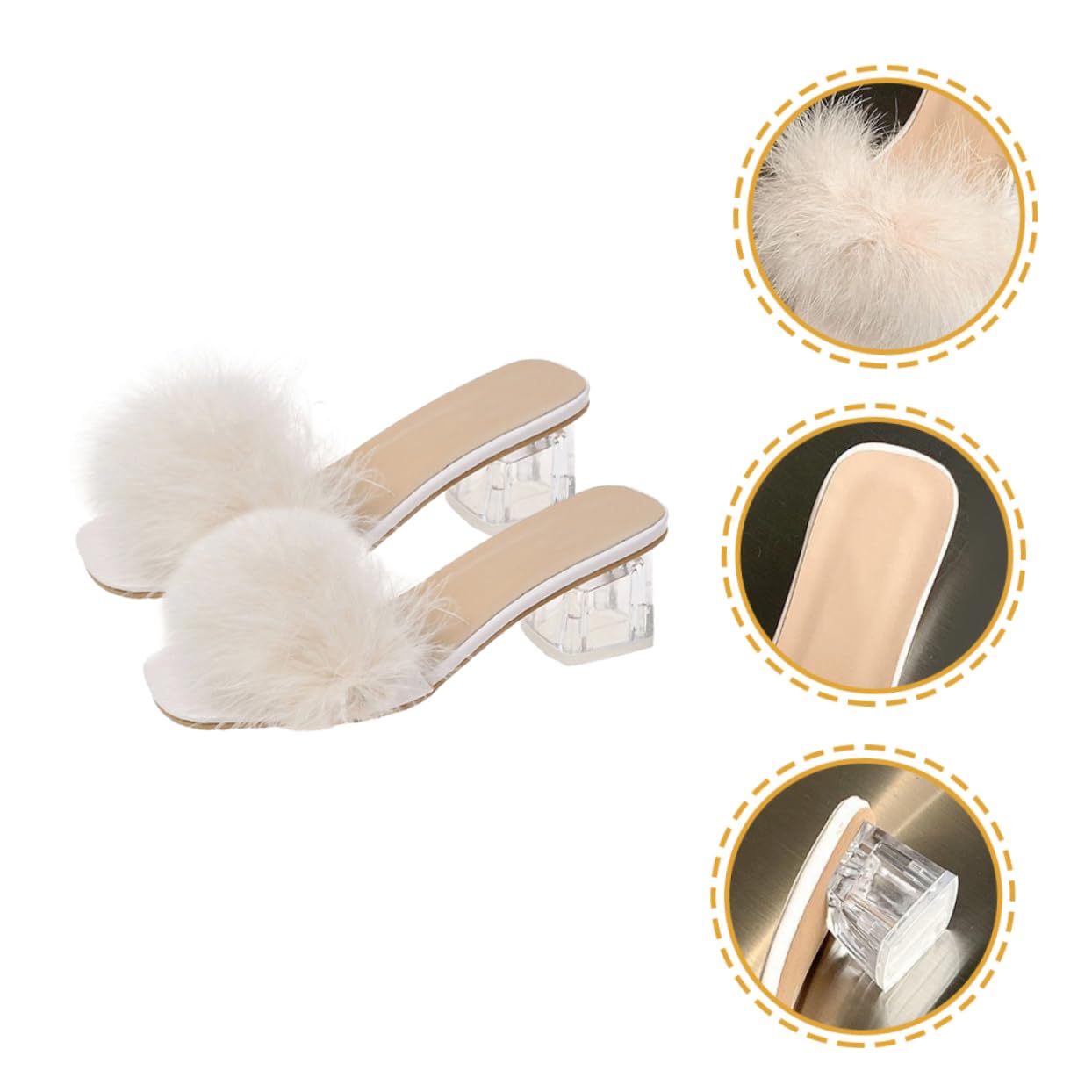 BESPORTBLE Pantuflas de Tacón Peludo para Mujer Talla 39, Gamuza y Goma