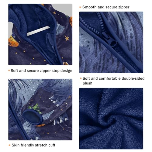 Hippo Carrots Night Sky Toddler Fleece Jacket Girl Boys Hooded Fleece Jacket Coat Warm Outwear Zip-up 3-10T3