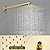JingGang Brushed Gold Shower System 10 Inch Bathroom Luxury Rain Mixer Shower Combo Set Wall Mounted Rainfall Shower Head and Handheld System Shower Faucet Rough-in Valve Body and Trim Included