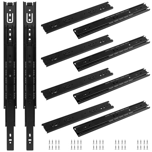 HOIGON 5 Pair 14 Inch Full Extension Drawer Slides, 35cm Heavy Duty Drawer Slides with Ball Bearing, Telescopic Shelf Slides Set Side Mount for Cabinet, Black