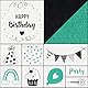 folia 31104 - Holzstempelset Happy Birthday, inklusive 9 Holzstempel und 2 Stempelkissen - ideal zum Verzieren von Karten, Freundschaftsbüchern, für Lettering und Scrapbooking