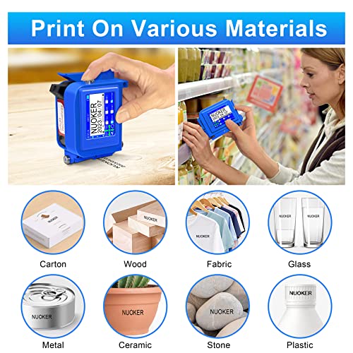 Nuoker Mini127 Portable Handheld Inkjet Printer,Mini Handheld Printer With 2.4 Inch Led Touch Screen Pocket Inkjet Coding Machine For Diy Printing/Qrcode/Barcode/Date/Logo/Batch Series Number Etc #TOP1