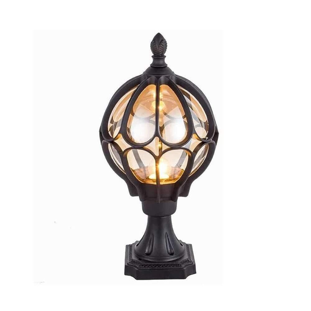 QUSYZD Outdoor Globe Landscape Lighting Fixture Rustic Column Lamp Fixture Classic E27 Base Post Lights Globe Pillar Pole Lamp for Garden Porch Exterior,