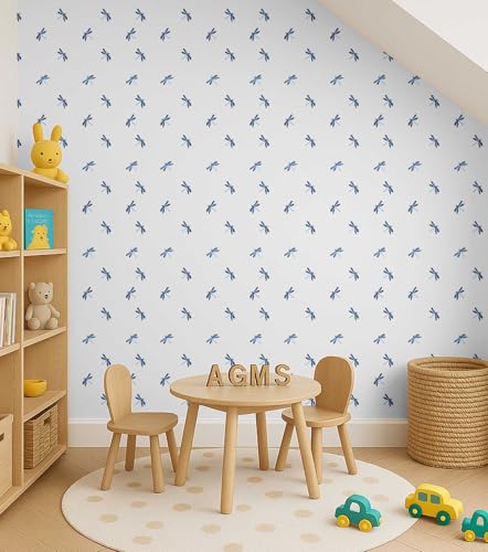 Papier peint autocollant imperméable et lavable bleu libellule