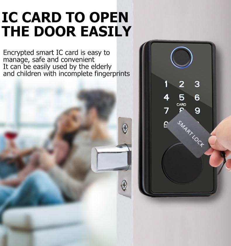 Smart Lock Fingerabdruck Türschloss 5 in 1 Keyless Entry Door Lock Smart Door Lock mit APP-Steuerung, Elektronischer Riegel Biometrische Schlösser für Haustür mit Touchscreen-Tastatur, XX01 – Bild 5