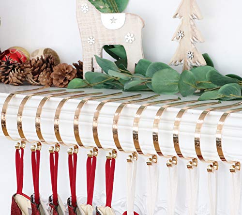 Beyond Your Thoughts Set of 12 Metal Christmas Stocking Holder Hooks Fireplace Hanger with Non-Skid Design Gold 12 Pack S Cover