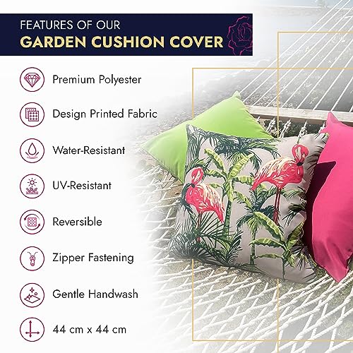 Ragged Rose Showerproof Garden Cushion Covers, 44 cm x 44 cm Printed Sofa & Outdoor Seat Cushion Covers for Garden & Patio - Image 3