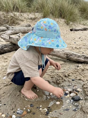 Image of icolor Kids Sun Hat UPF50+ Sun Protection Bucket Hat Toddler Summer Beach Play Hats with Neck Flap for Girl Boy Ages 3~10