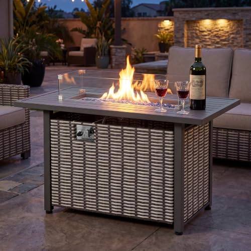 Image of NUU GARDEN 43 Inch Propane Fire Pit Table, 50,000 BTU with Wind Guard