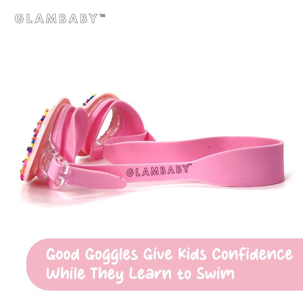 GlamBaby Olivia Gogle pływackie dla dzieci, 100% ochrona UVA/UVB, doskonała ochrona dzieci w wodzie - lekkie, eleganckie i trwałe okulary do pływania