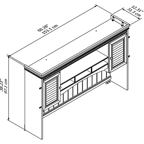 Bush Furniture Fairview Hutch for L Shaped Desk in Antique White - Thumbnail 4