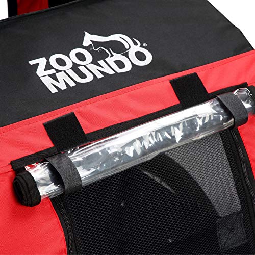 zoomundo Fahrradanhänger Hundeanhänger für Hunde-Transport in Rot/Schwarz - Silver Frame