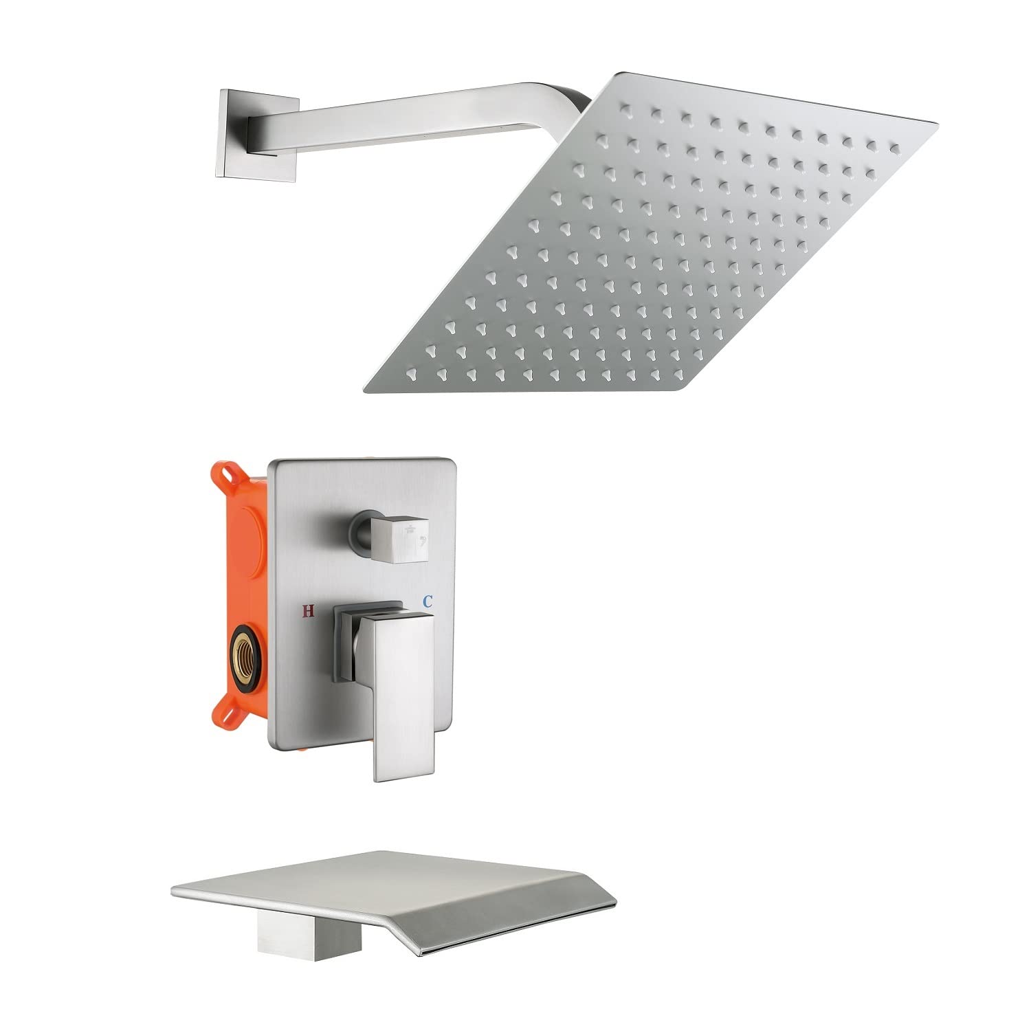 JOYWELL Brushed Nickel Bathtub and Shower Faucet set