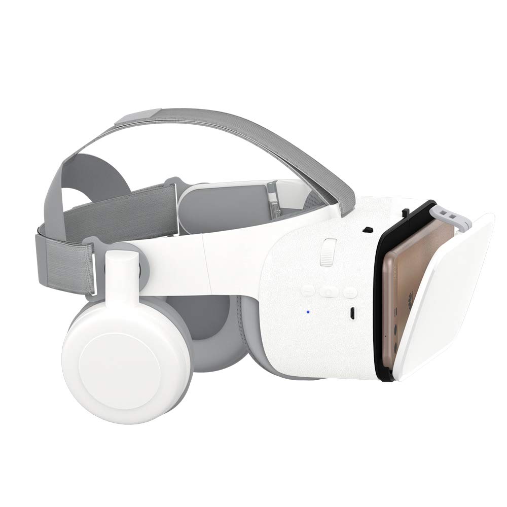 VR Headset mit Bluetooth Kopfhörer, Faltbare Virtual Reality Brille für Mobiltelefone, Kompatibel mit iPhone 17 16 15 14 13 und Samsung Galaxy S24 S23 S22 ETC