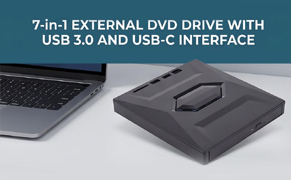 Unidad externa Zunate 7 en 1 DVD USB 3.0 tipo C miniatura 3