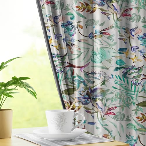 Image of LINENWALAS Printed Blackout Curtains for 7.5 Feet Door | Set of 2 | Printed Drapes | Thermal Insulated, Room Darkening Panels with Grommet Hanging for Living Room (Green Lush)