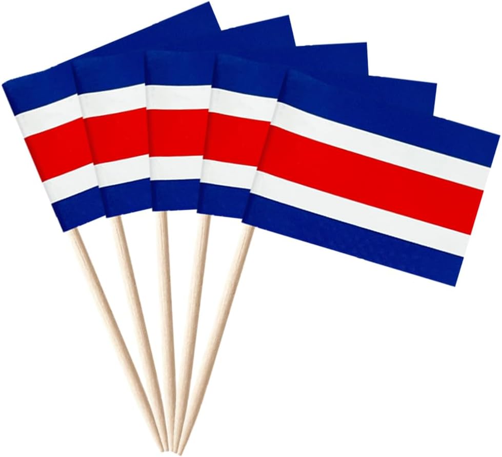 stidsds 100 Pcs Costa Rica Flag Costa Rica Toothpick Flags Mini Small Costa Rica Cupcake Toppers Stick Flags Banner Country Party Cocktail Fruit Decoration