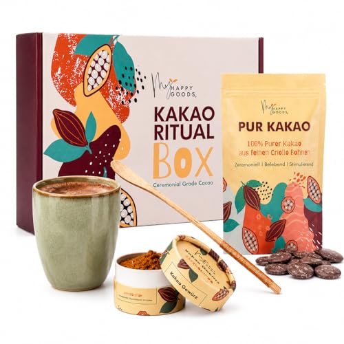 Premium Kakao Zeremonie Set mit 100% Kakao I Gewürz I Löffel & Tasse