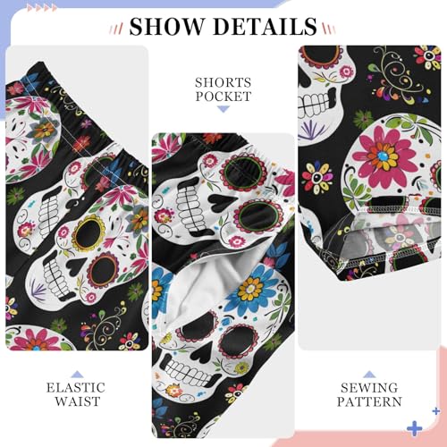 Pajama Pants Lounge Sleep PJ Bottoms Sleepwear Elastic Waist Drawstring S Skull4