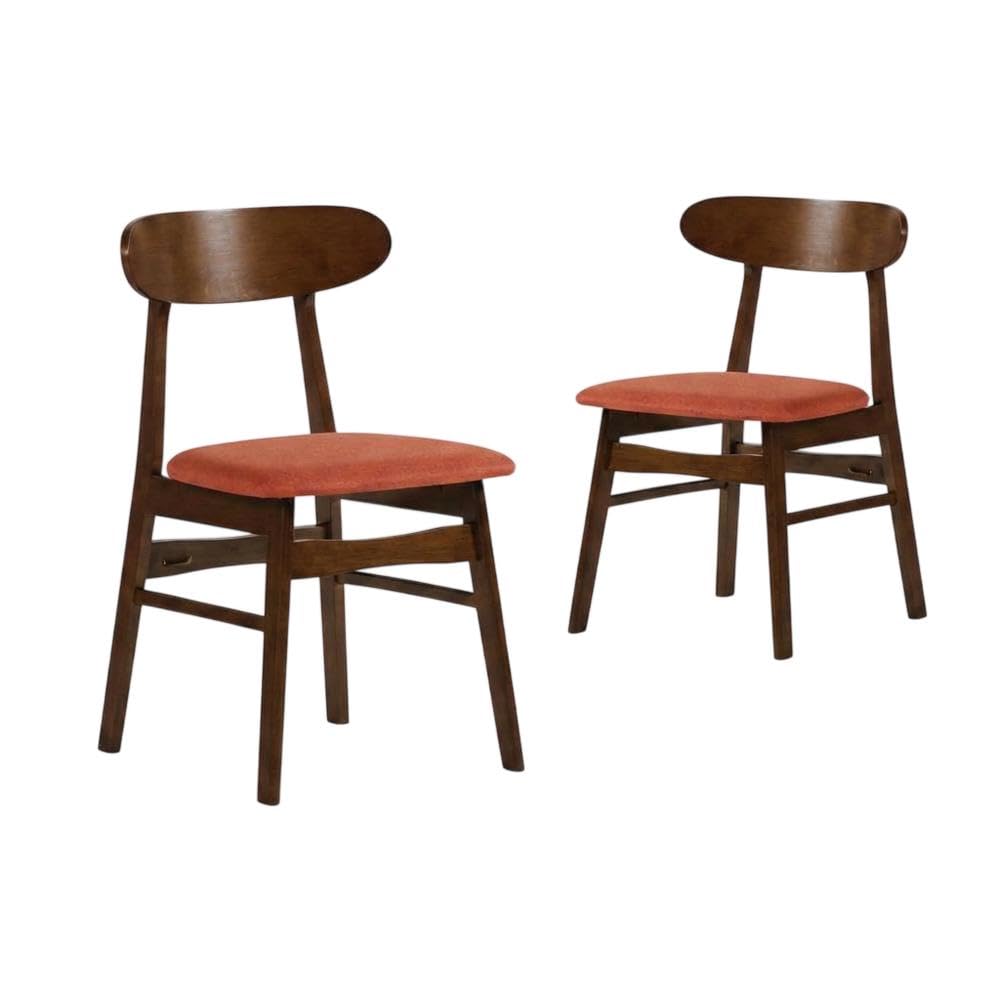 Wooden Dining Chairs with Cushioned Seat Set of by Starlight Canyon Home – Wood, Orange, Pack of 2
