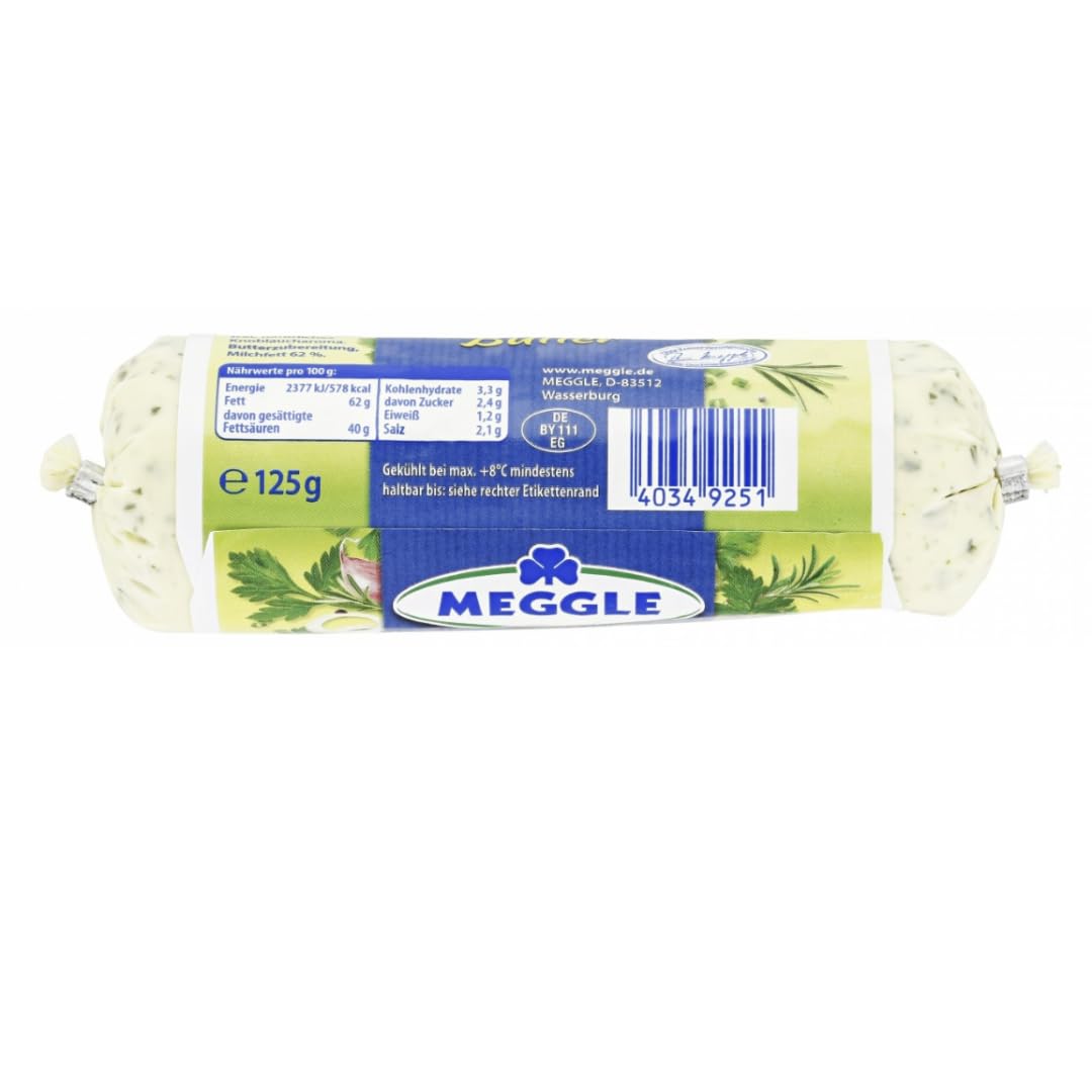 MEEGLLE Kräuter‑Butter Original – 125 g | Cremig, mit Petersilie & Schnittlauch, 4 Er