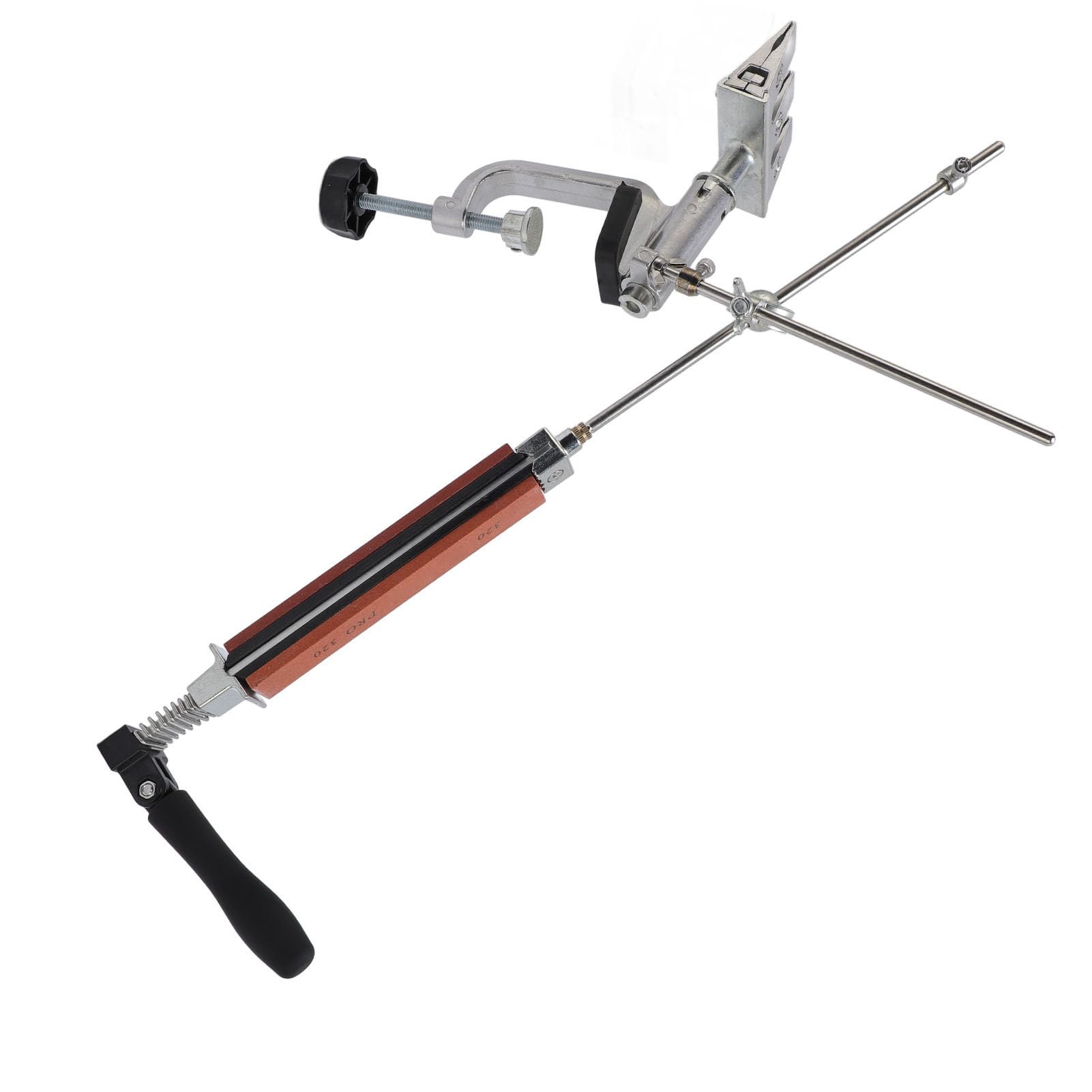 Cocoarm Kit Affilacoltelli Ad Angolo Fisso Affilacoltelli Ad Angolo Fisso in Lega di Alluminio con Design Flip a 360 Gradi 4 Pietre di Corindone Bianche Morsetto Regolabile per Utensili da Cucina e