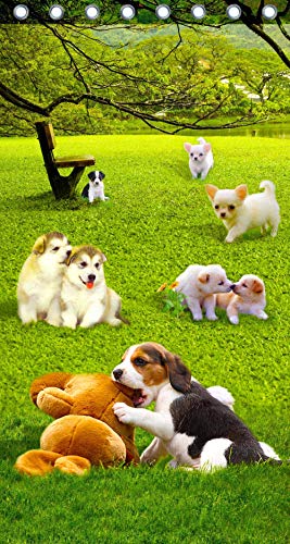 Image of Swayam Blackout Polyester Kids Door Curtain for Living Room & Bedroom | 7.5 Feet | Room Darkening Curtain with Eyelets | Pack of 1 | Puppy Design - Green