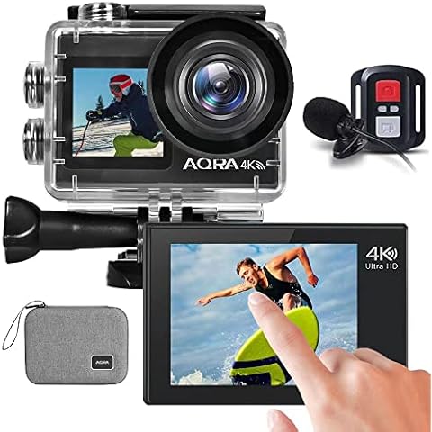 Cámara Deportiva AQRA 4K/30FPS con Pantalla Táctil y Micrófono Externo Cover