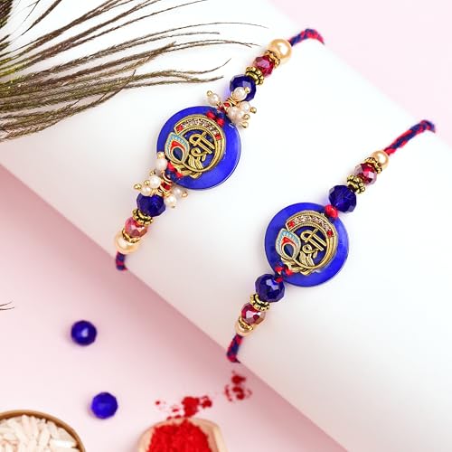 Image of To The Nines Men Rakhi For Brother With Tilak Material And Greeting Card - Pack Of 2 Rakhi