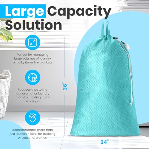 Bolsa de malla para lavandería duradera de gran capacidad lavable y con asas 2