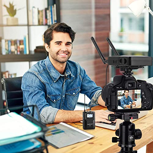 50-channel UHF Professional Wireless Lavalier Lapel Microphone Omnidirectional DSLR Wireless Microphone System for Canon Nikon Sony Panasonic Camera Camcorder Smartphone Laptop & PC(1TX+1RX)-ZHUOSHENG - Thumbnail 7