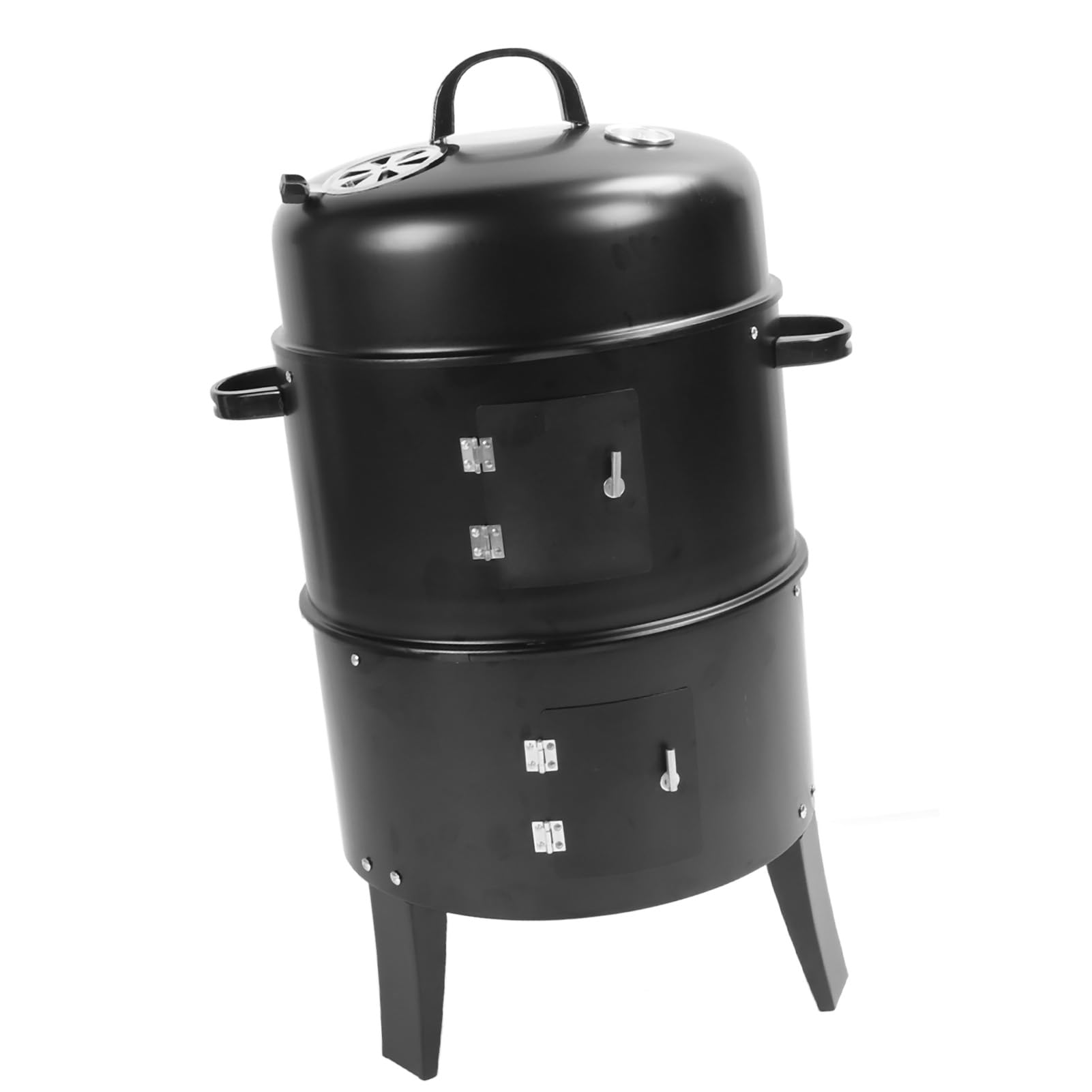 Aramox Pionowa Wędzarnia na Węgiel Drzewny, Walcowana na Zimno Wędzarnia Pionowa 3 w 1 3-warstwowy Grill z Grillem do Wędzenia Kempingu Gotowanie Podwórku Grillowanie Pieczenie Parze