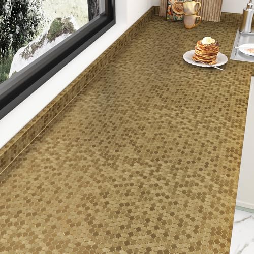 EPPKILY Gold Hexagon Metallic Peel and Stick Wallpaper Metallic Contact