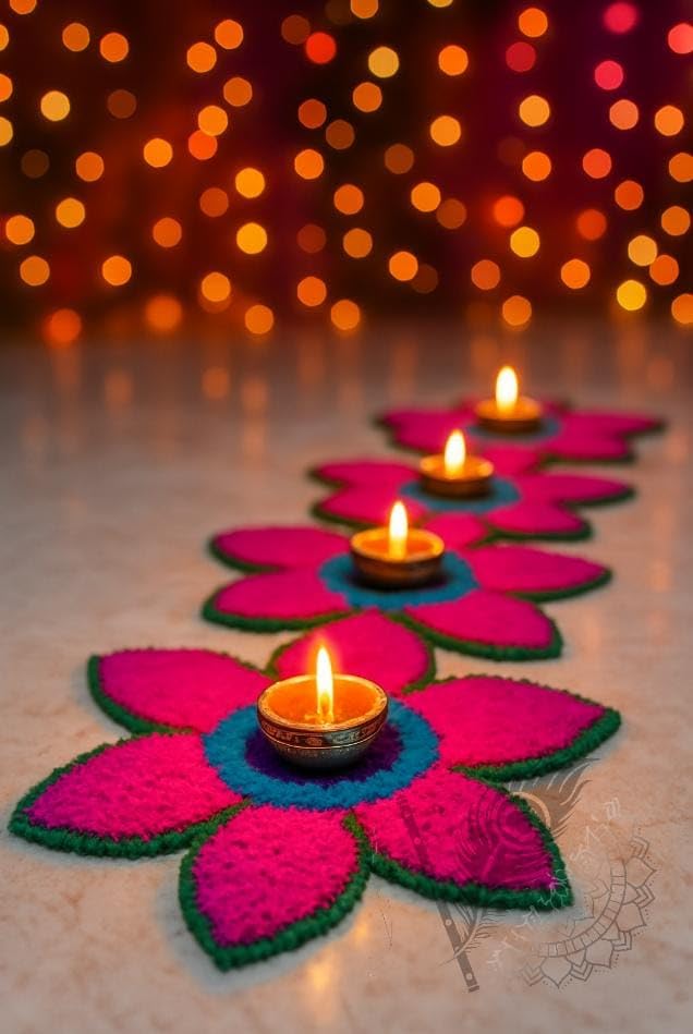 Image of Rangoli Floor Decoration Mat, Haldi & Mehndi Ceremony, Pooja and Festivals | Traditional Floral Design Decorative Mat for Home Entrance, Mandap & Event Decor