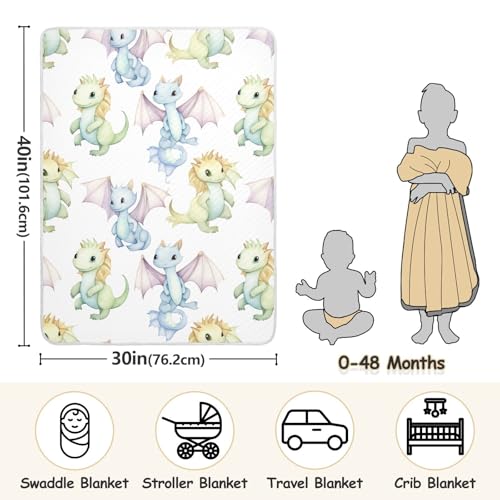 Image of Cute Fiery Dragon Baby Blanket Cotton Cozy Throw Blanket Warm Nursery Swaddle Receiving Toddler Blankets 30 inch x 40