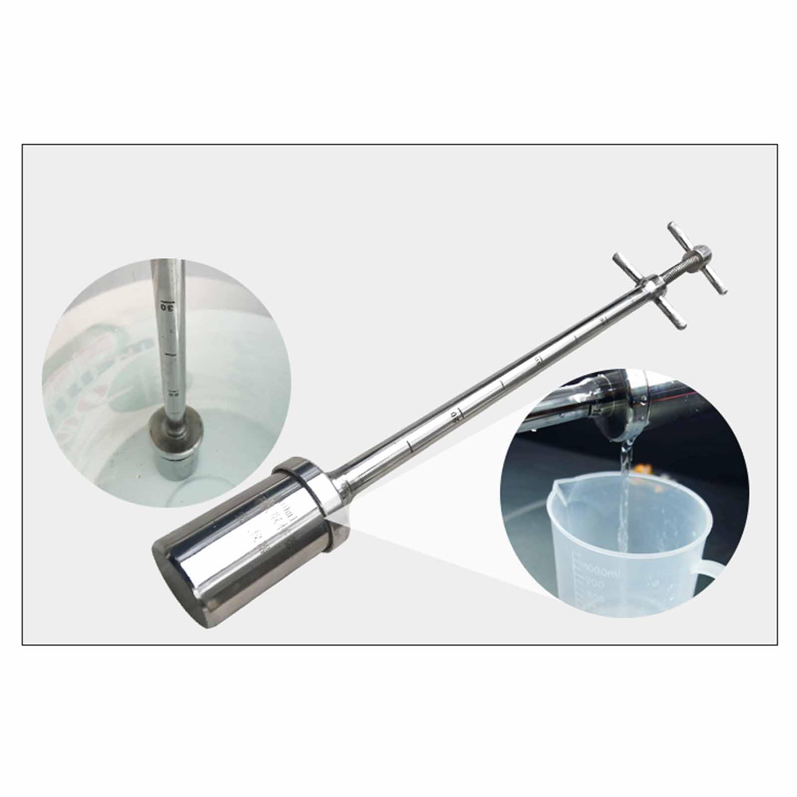 Muestreador líquido de acero inoxidable de 100 ml/200 ml, sonda de ladrón de tambor viscosa con escala para muestreo de laboratorio e industrial, 1 m de longitud, herramienta de medición precisa de