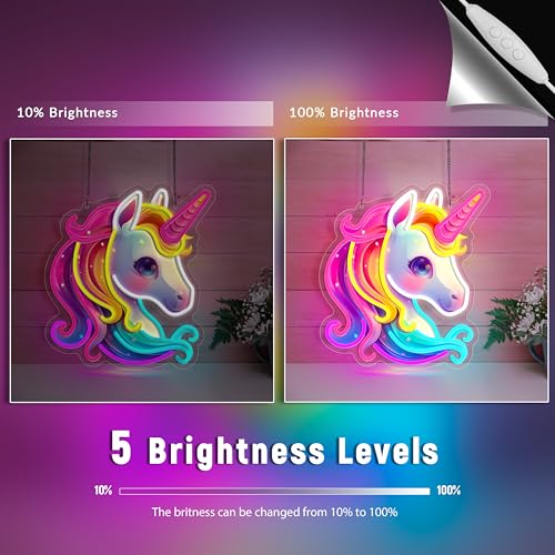 Image of Unicorn Neon Sign, Colorful Unicorn Neon Signs for Wall Decor, Dimmable Acrylic Neon Lights for Girls Room Bedroom School Classroom Party Decorations Nursery, Perfect Gifts